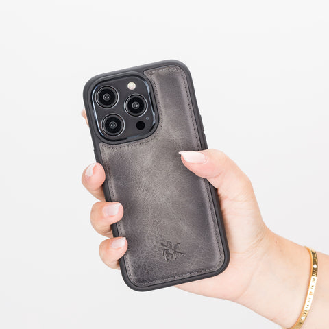 Funda de cuero Lucca Snap On para iPhone 14 Pro