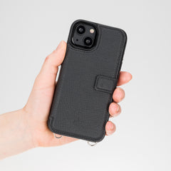 Fermo Funda de cuero para teléfono con billetera cruzada para iPhone 13