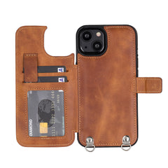 Fermo Funda de cuero para teléfono con billetera cruzada para iPhone 13
