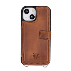 Fermo Funda de cuero para teléfono con billetera cruzada para iPhone 13 Mini