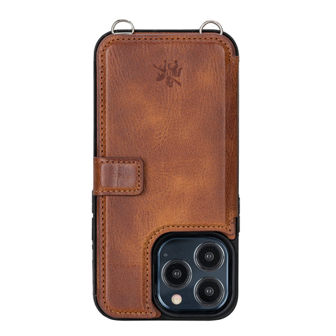 Fermo Funda de cuero para teléfono con billetera cruzada para iPhone 13 Pro