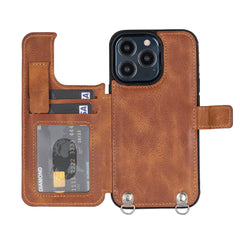 Fermo Funda de cuero para teléfono con billetera cruzada para iPhone 13 Pro