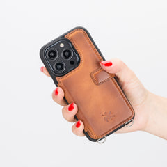Fermo Funda de cuero para teléfono con billetera cruzada para iPhone 14 Pro