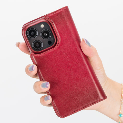 Funda tipo billetera de cuero con bloqueo RFID Florence para iPhone 14 Pro