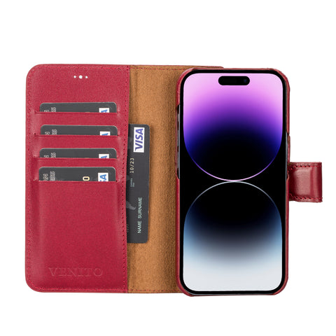 Funda tipo billetera de cuero con bloqueo RFID Florence para iPhone 14 Pro