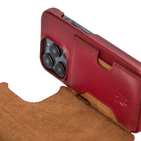 Funda tipo billetera de cuero con bloqueo RFID Florence para iPhone 14 Pro