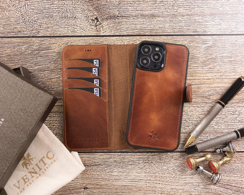 Ravenna RFID Blocking Detachable Leather Wallet Case for iPhone 13 Pro Max