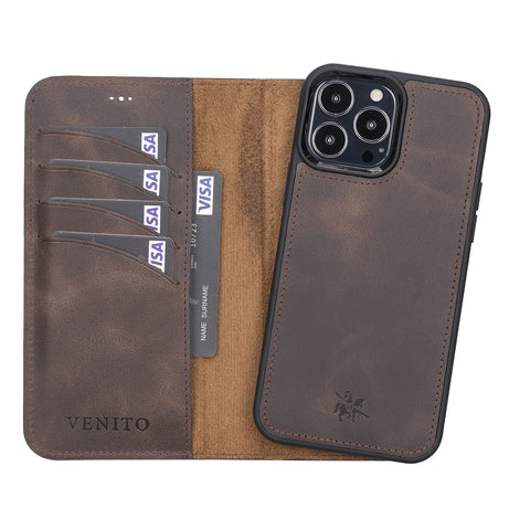 Ravenna RFID Blocking Detachable Leather Wallet Case for iPhone 13 Pro Max