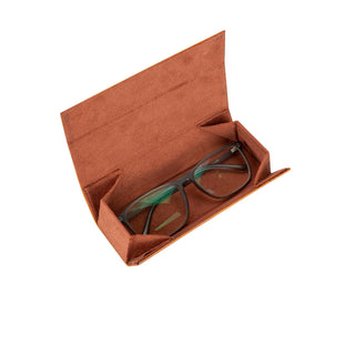Clever Genuine Leather Glasses Case - Tan