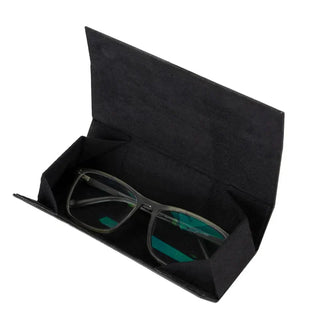 Clever Genuine Leather Glasses Case - Black