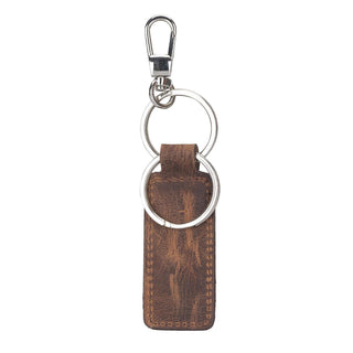 Mina Leather Keyring - Saddle Brown