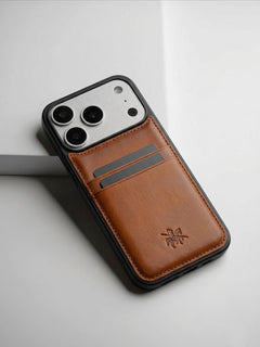 Funda tipo billetera de cuero Capri Snap On para iPhone 15 Pro