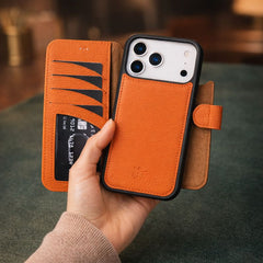 Funda tipo cartera de cuero desmontable con bloqueo RFID Ravenna para iPhone 15 Pro Max