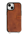 iphone 15 fermo leather crossbody wallet case antique brown 