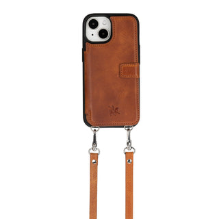 iphone 15 fermo leather crossbody wallet case antique brown 04
