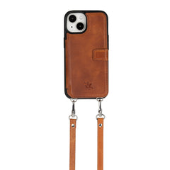 iphone 15 fermo leather crossbody wallet case antique brown 04