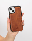 iphone 15 fermo leather crossbody wallet case antique brown 06