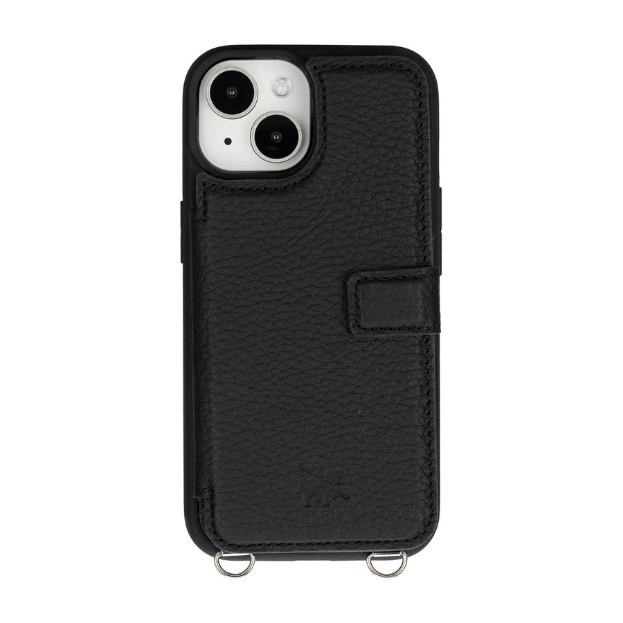 iphone 15 fermo leather crossbody wallet case floater black 01