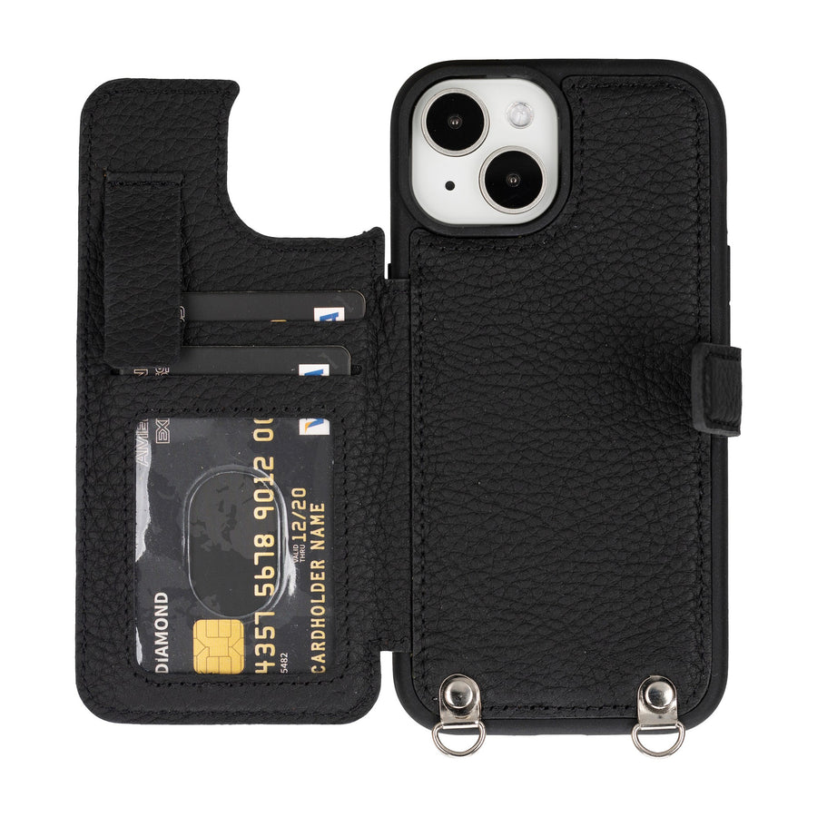 iphone 15 fermo leather crossbody wallet case floater black 02
