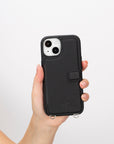 iphone 15 fermo leather crossbody wallet case floater black 06