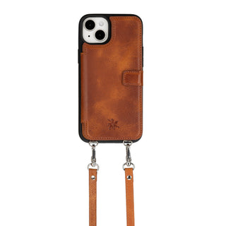 iphone 15 plus fermo leather crossbody wallet case antique brown 04