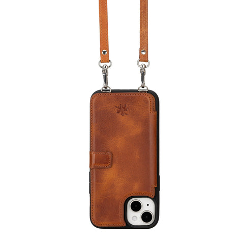 iphone 15 plus fermo leather crossbody wallet case antique brown 04
