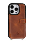 iphone 15 pro fermo leather crossbody wallet case antique brown 00