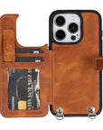 iphone 15 pro fermo leather crossbody wallet case antique brown 01