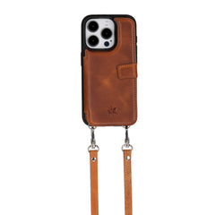 iphone 15 pro fermo leather crossbody wallet case antique brown 04