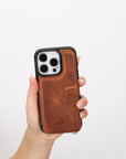 iphone 15 pro fermo leather crossbody wallet case antique brown 06