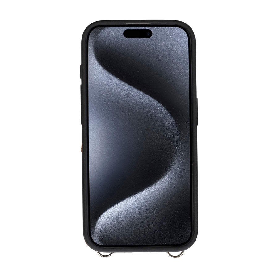 iphone 15 pro fermo leather crossbody wallet case floater black 00