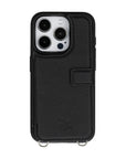 iphone 15 pro fermo leather crossbody wallet case floater black 01