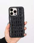 iphone 15 pro max lucca leather phone case black crocodile 06