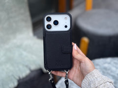 Fermo Funda de cuero para teléfono con billetera cruzada para iPhone 15 Pro