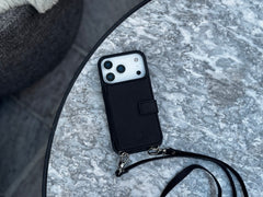 Fermo Funda de cuero para teléfono con billetera cruzada para iPhone 15 Pro