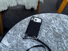 Fermo Funda de cuero para teléfono con billetera cruzada para iPhone 15 Pro