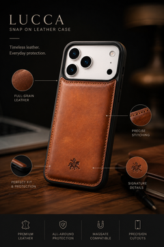 Funda de cuero Lucca Snap On para iPhone 15 Pro