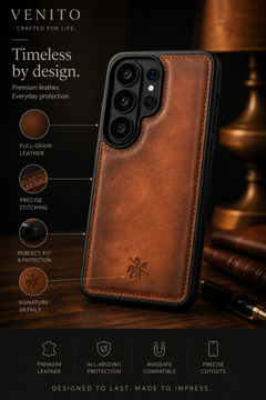 Funda de cuero Lucca Snap On para Samsung Galaxy S24 Ultra