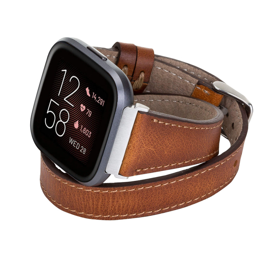 Serena Leather Double Wrap Watch Band for Fitbit Versa