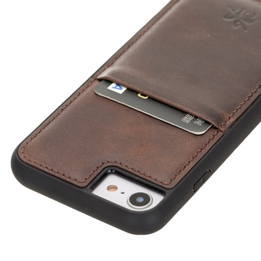 Funda tipo billetera de cuero Capri Snap On para iPhone 7
