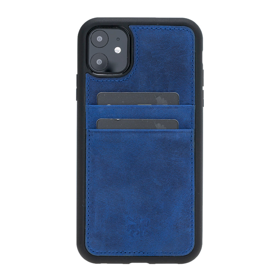 Luxury Blue Leather iPhone 11 Back Cover Case with Card Holder - Venito – 1