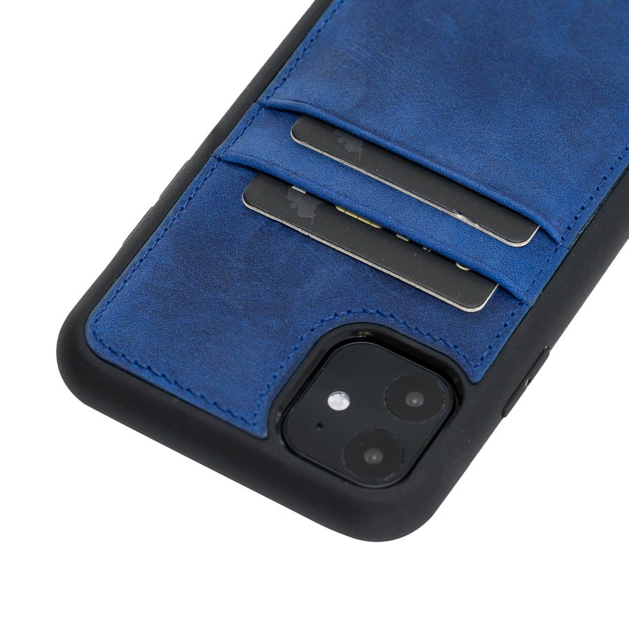 Luxury Blue Leather iPhone 11 Back Cover Case with Card Holder - Venito – 3