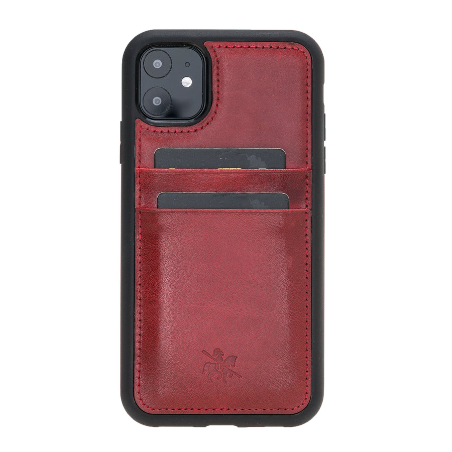 Luxury Red Leather iPhone 11 Back Cover Case with Card Holder - Venito – 1
