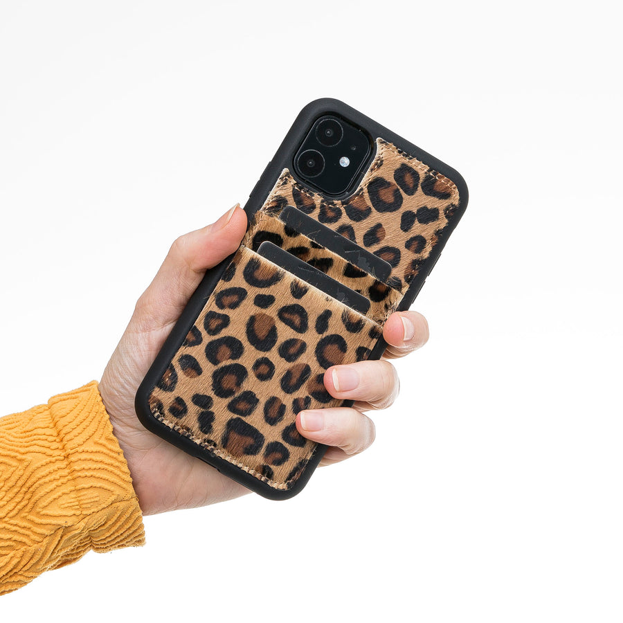 Luxury Leopard Leather iPhone 11 Back Cover Case with Card Holder - Venito – 2