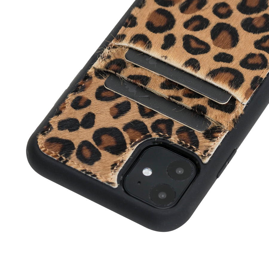 Luxury Leopard Leather iPhone 11 Back Cover Case with Card Holder - Venito – 3