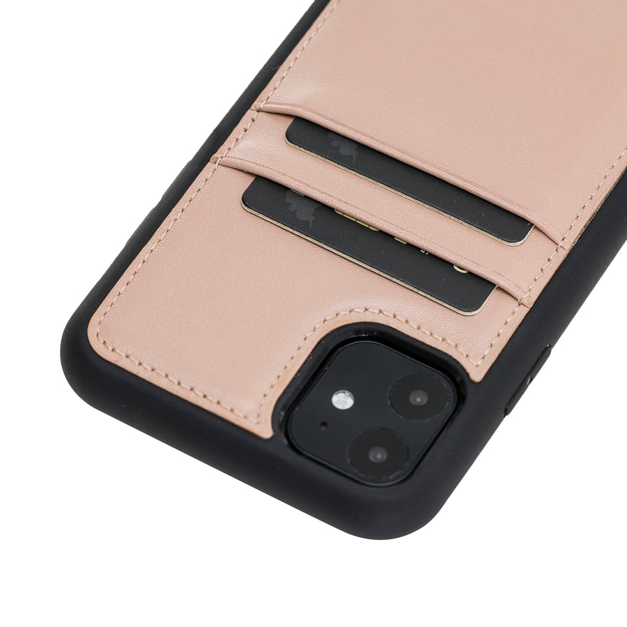 Luxury Pink Leather iPhone 11 Back Cover Case with Card Holder - Venito – 3