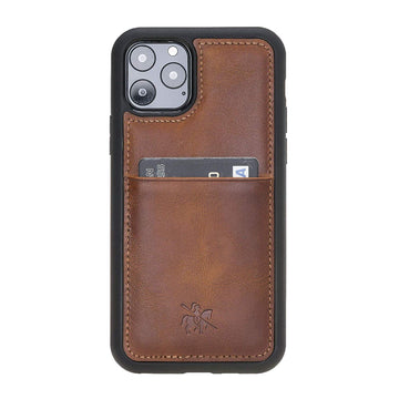 Luxury Brown Leather iPhone 11 Pro Back Cover Case with Card Holder - Venito – 1