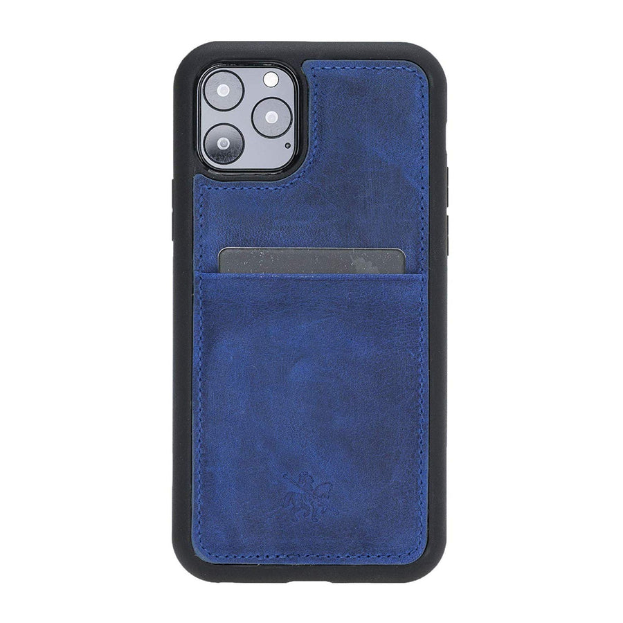 Luxury Blue Leather iPhone 11 Pro Back Cover Case with Card Holder - Venito – 1