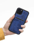 Luxury Blue Leather iPhone 11 Pro Back Cover Case with Card Holder - Venito – 2
