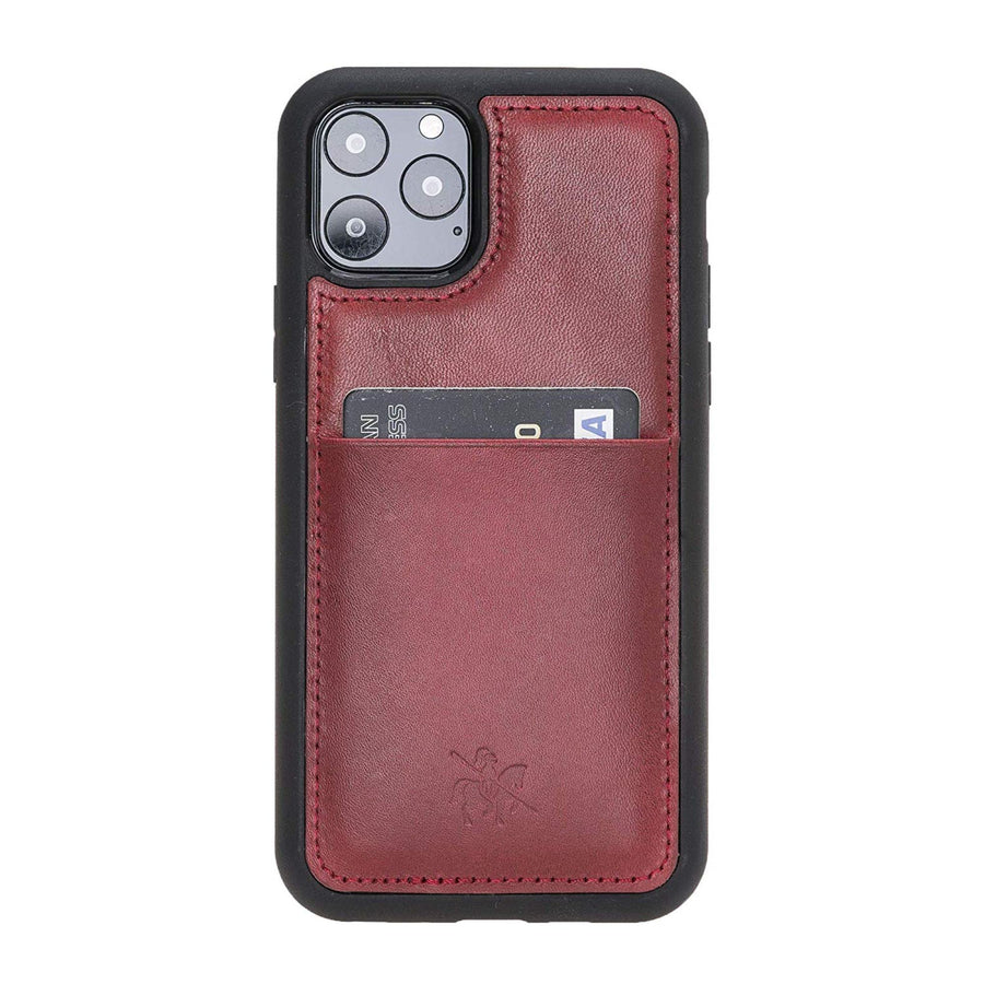 Luxury Red Leather iPhone 11 Pro Back Cover Case with Card Holder - Venito – 1